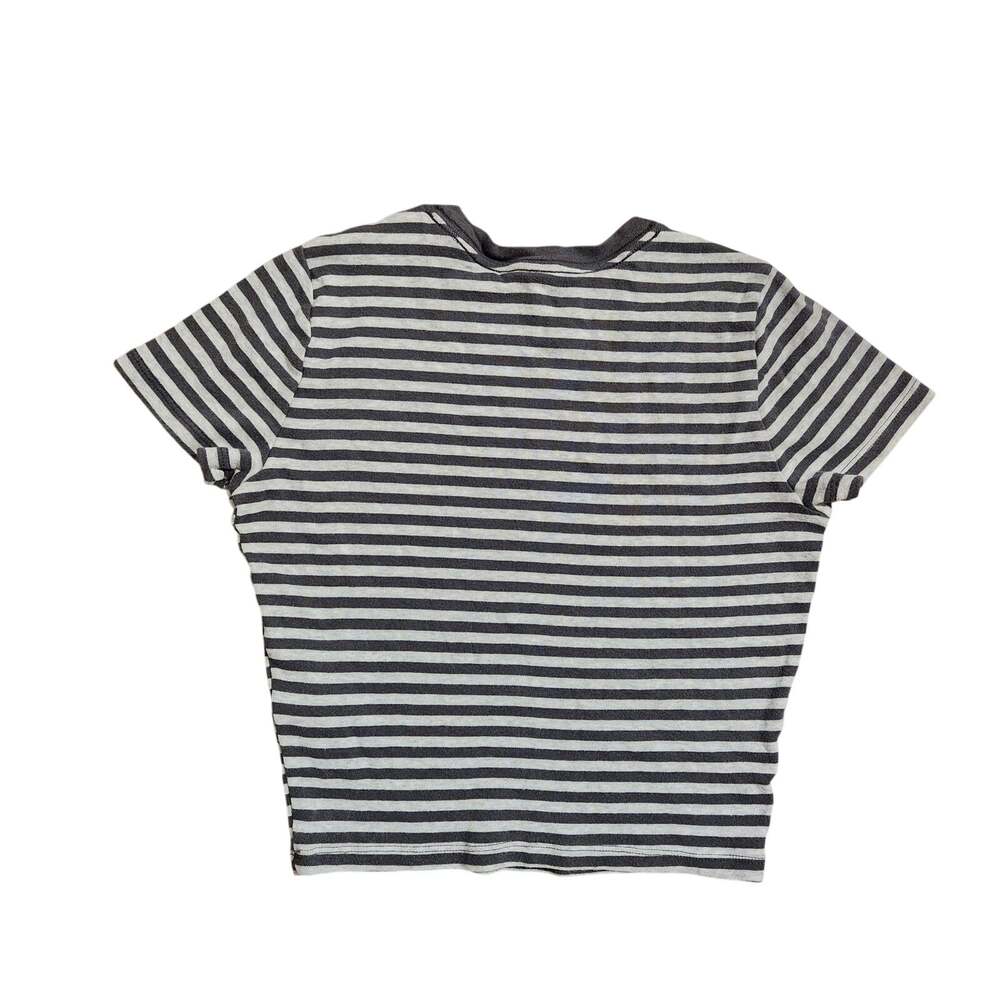 Hollister Women's Gray/White Striped T-Shirt Size S